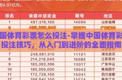 中国体育彩票怎么投注-掌握中国体育彩票投注技巧，从入门到进阶的全面指南