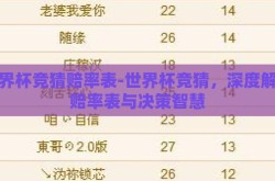 世界杯竞猜赔率表-世界杯竞猜，深度解析赔率表与决策智慧
