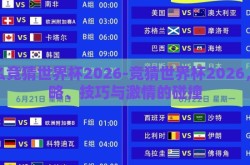 怎么竞猜世界杯2026-竞猜世界杯2026，策略、技巧与激情的碰撞
