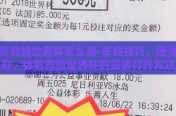 体彩竞猜世界杯怎么买-掌握技巧，理性购彩，体彩竞猜世界杯的正确打开方式