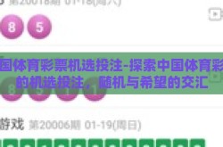 中国体育彩票机选投注-探索中国体育彩票的机选投注，随机与希望的交汇