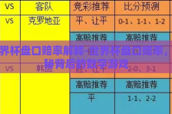 世界杯盘口赔率解释-世界杯盘口赔率，揭秘背后的数字游戏
