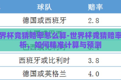世界杯竞猜赔率怎么算-世界杯竞猜赔率解析，如何精准计算与预测