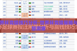 世界杯竞猜技巧分析-世界杯竞猜策略与智慧洞察
