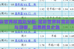 足彩世界杯竞彩分析-足彩世界杯竞彩策略与洞察，洞悉胜负之匙