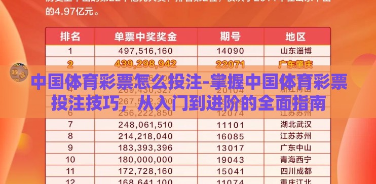 中国体育彩票怎么投注-掌握中国体育彩票投注技巧，从入门到进阶的全面指南