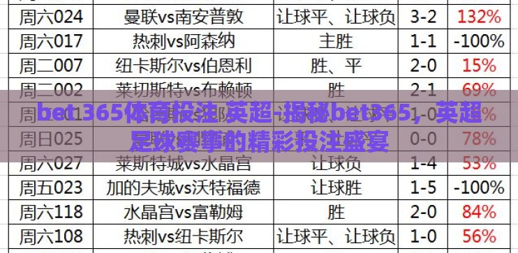 bet 365体育投注 英超-揭秘bet365，英超足球赛事的精彩投注盛宴
