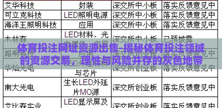 体育投注网址资源出售-揭秘体育投注领域的资源交易,理性与风险并存的灰色地带 体育投注网址资源出售-揭秘体育投注领域的资源交易,理性与风险并存的灰色地带
