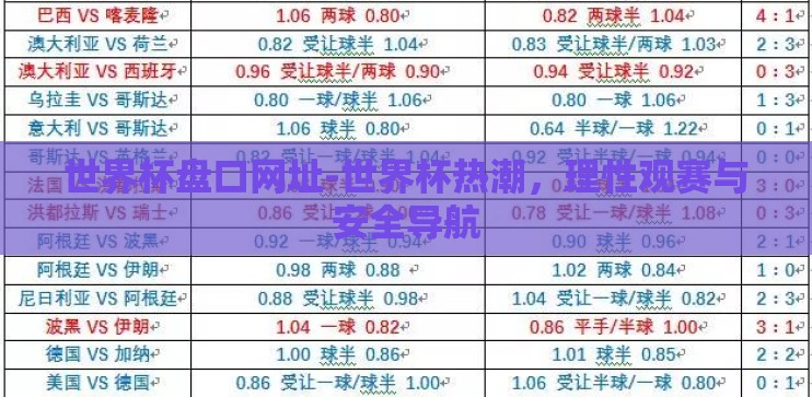 世界杯盘口网址-世界杯热潮，理性观赛与安全导航