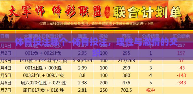 体育投注哪个-体育投注，理性与激情的交织