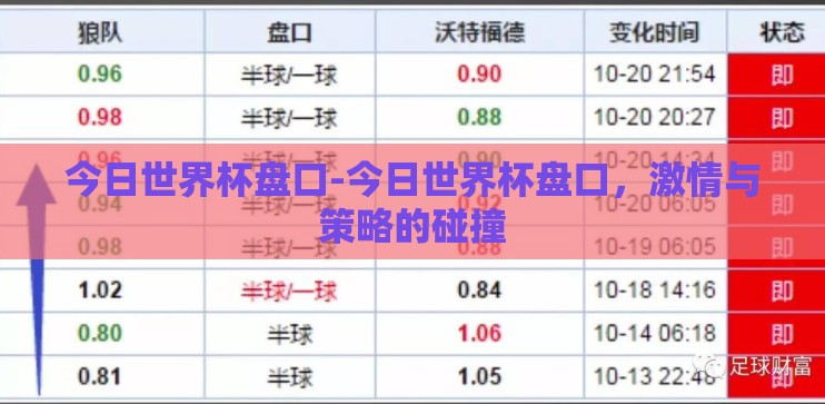 今日世界杯盘口-今日世界杯盘口,激情与策略的碰撞 今日世界杯盘口-今日世界杯盘口,激情与策略的碰撞