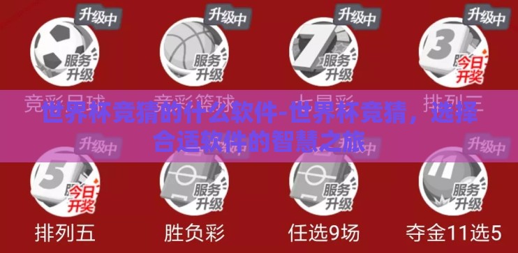 世界杯竞猜的什么软件-世界杯竞猜，选择合适软件的智慧之旅
