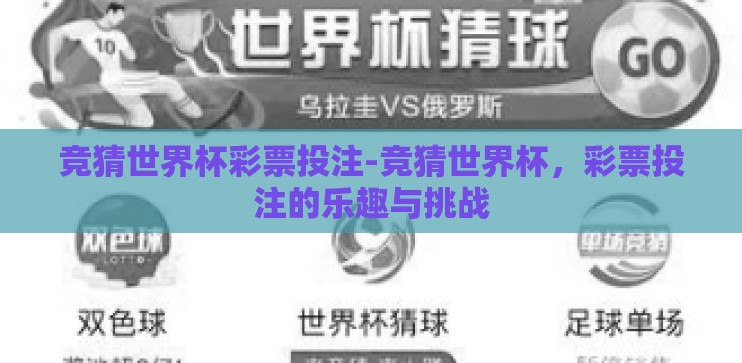 竞猜世界杯彩票投注-竞猜世界杯，彩票投注的乐趣与挑战