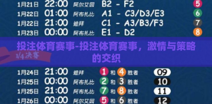 投注体育赛事-投注体育赛事，激情与策略的交织