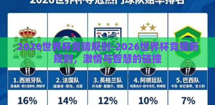 2026世界杯竞猜规则-2026世界杯竞猜新规则,激情与智慧的碰撞 2026世界杯竞猜规则-2026世界杯竞猜新规则,激情与智慧的碰撞