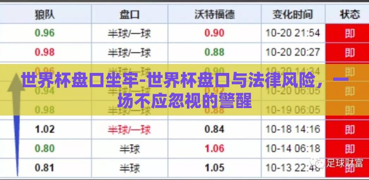 世界杯盘口坐牢-世界杯盘口与法律风险，一场不应忽视的警醒