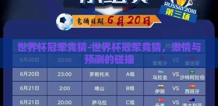世界杯冠军竞猜-世界杯冠军竞猜，激情与预测的碰撞
