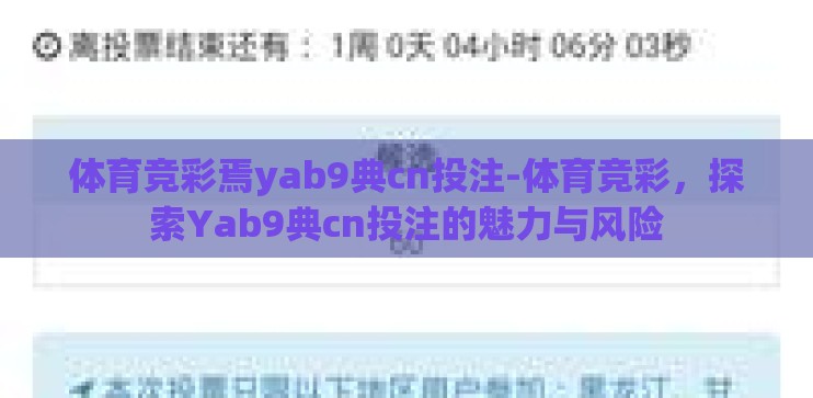 体育竞彩焉yab9典cn投注-体育竞彩，探索Yab9典cn投注的魅力与风险