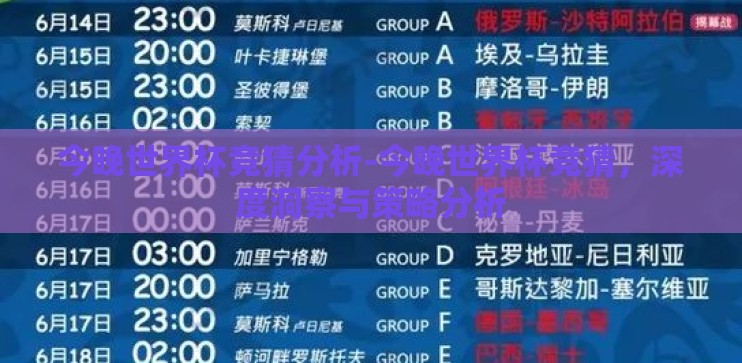 今晚世界杯竞猜分析-今晚世界杯竞猜,深度洞察与策略分析 今晚世界杯竞猜分析-今晚世界杯竞猜,深度洞察与策略分析