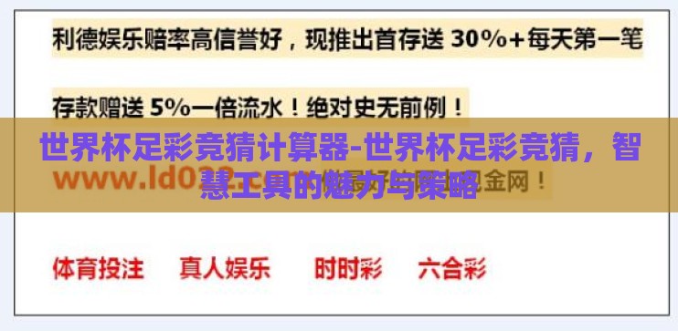 世界杯足彩竞猜计算器-世界杯足彩竞猜，智慧工具的魅力与策略