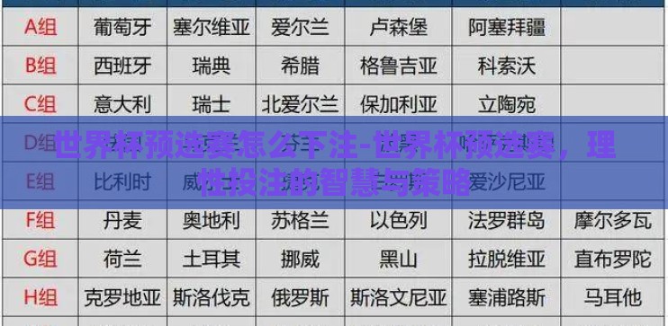 世界杯预选赛怎么下注-世界杯预选赛，理性投注的智慧与策略