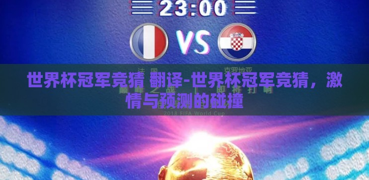 世界杯冠军竞猜 翻译-世界杯冠军竞猜，激情与预测的碰撞