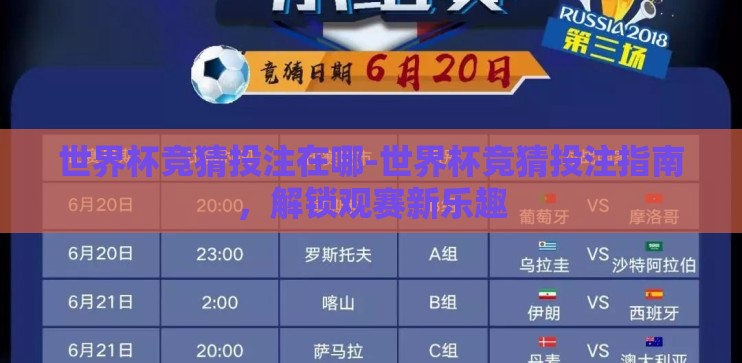 世界杯竞猜投注在哪-世界杯竞猜投注指南，解锁观赛新乐趣