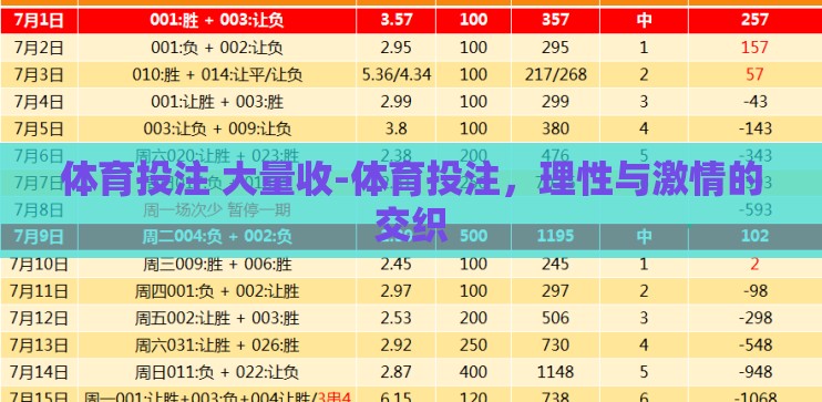 体育投注 大量收-体育投注,理性与激情的交织 体育投注 大量收-体育投注,理性与激情的交织